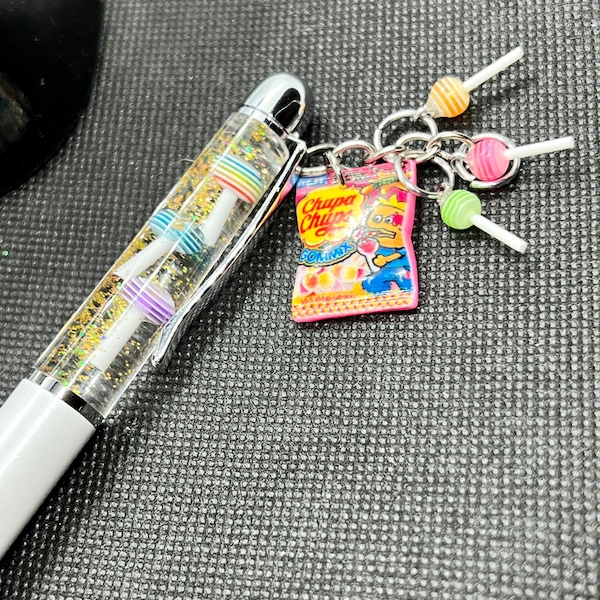 Classic lollipop float pen.  Chunky lollipop snow globe charms pen. Candy charm planner pen. Candy lovers gift. Teacher gift, school pen.
