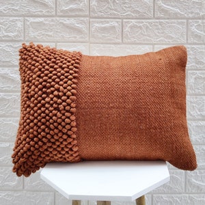 Fodera per cuscino decorativo Boho in lana di cotone intrecciata a mano arancione ruggine / arancio intenso 16x16, 18x18, 20x20, 12x20, 14x20 pollici