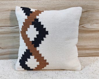 Ivory & Rust Orange Cotton Handloom Woven Textured Cushion Cover Boho Throw Pillow Case