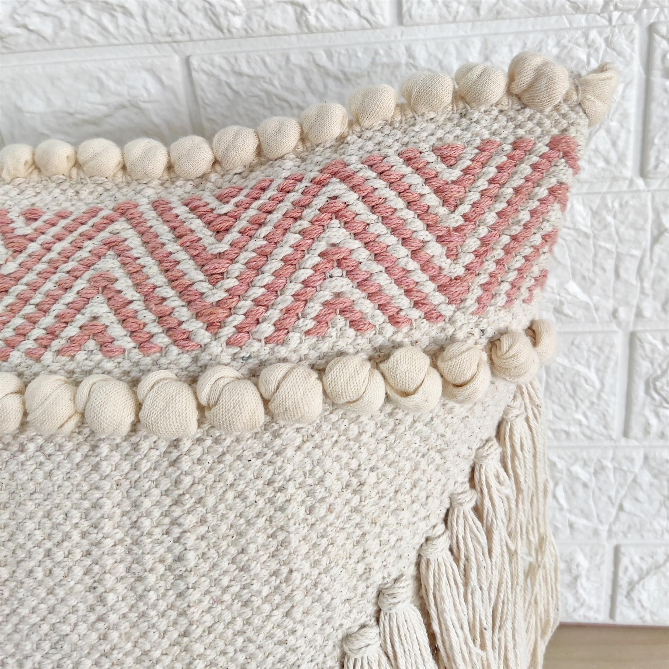 Boho Fringe Pillow Cover Woven Textured Blush Pink Pillow Etsy
