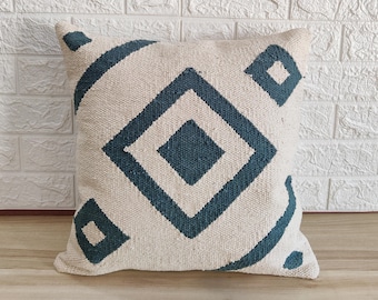 Hand loom Woven 100% Cotton Textured Cushion Cover 18"x18" (45x45 CM) Pillow Cover | Boho Decorative Throw Pillow Case