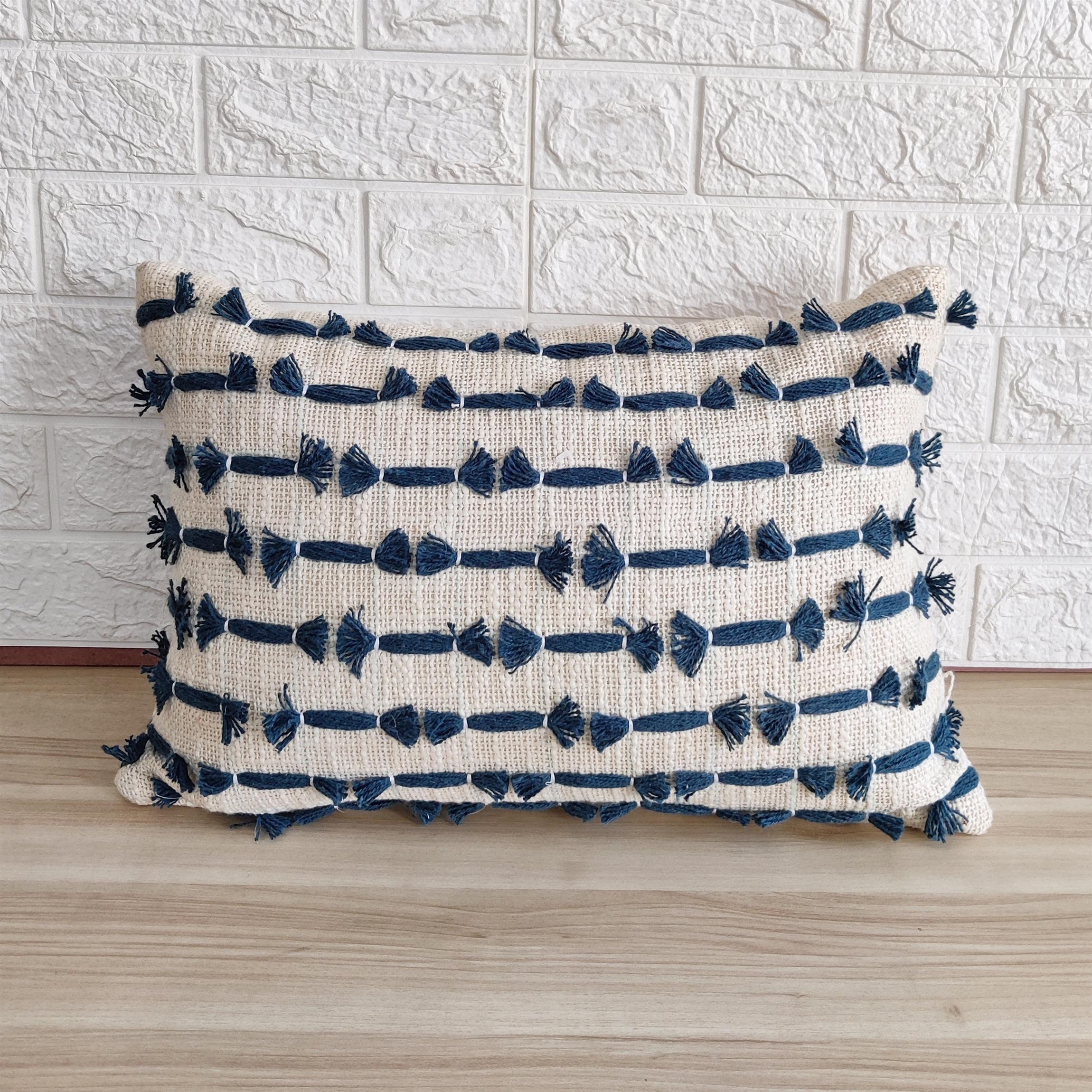 Boho Teal Blue Pillow Cover 18x18 Etsy