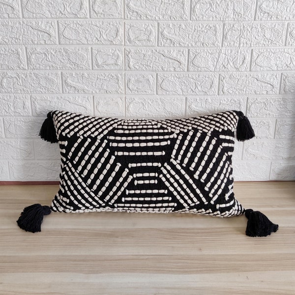 Textured Black Pillow Etsy