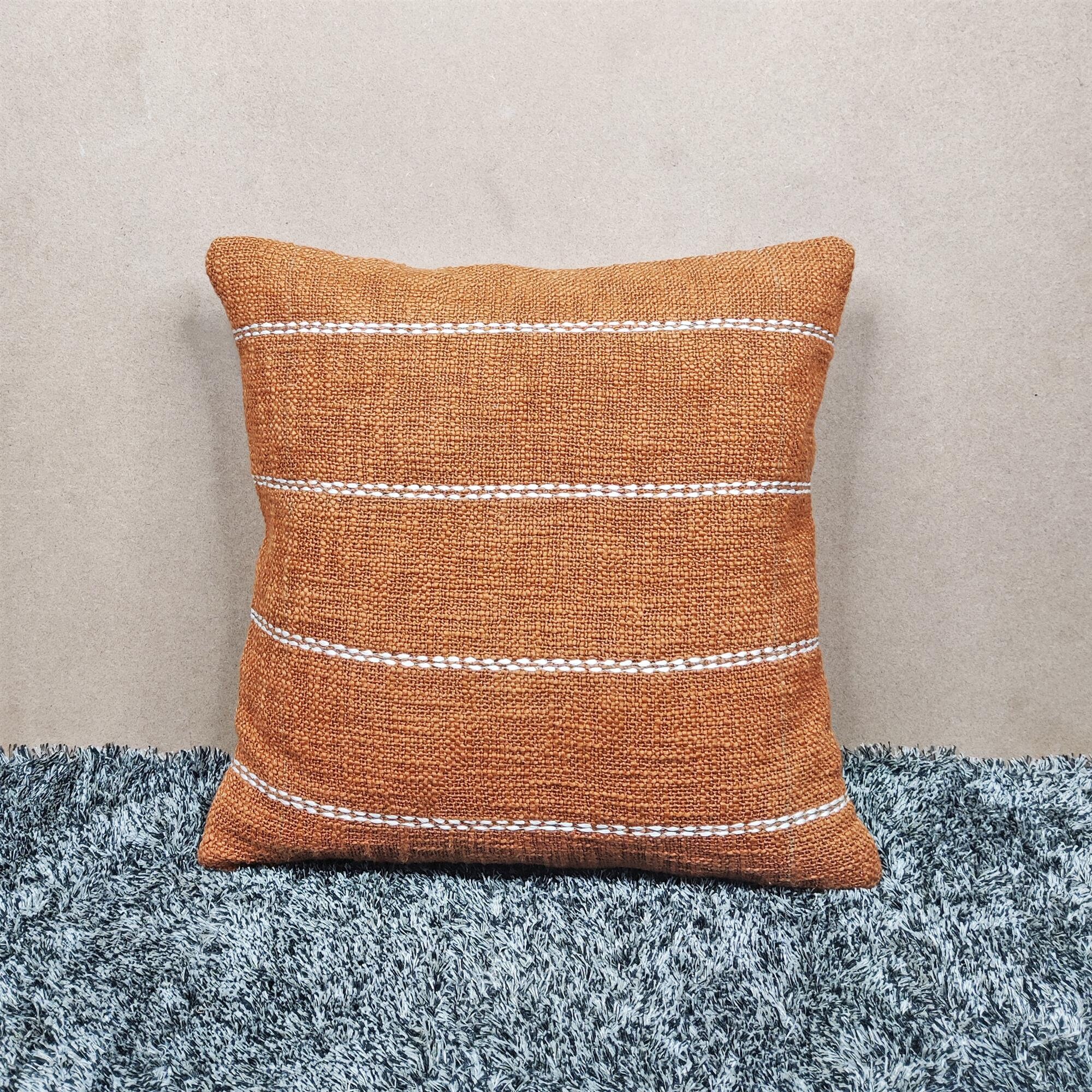 Small Plain Velvet Pillow Cover - Burnt Orange