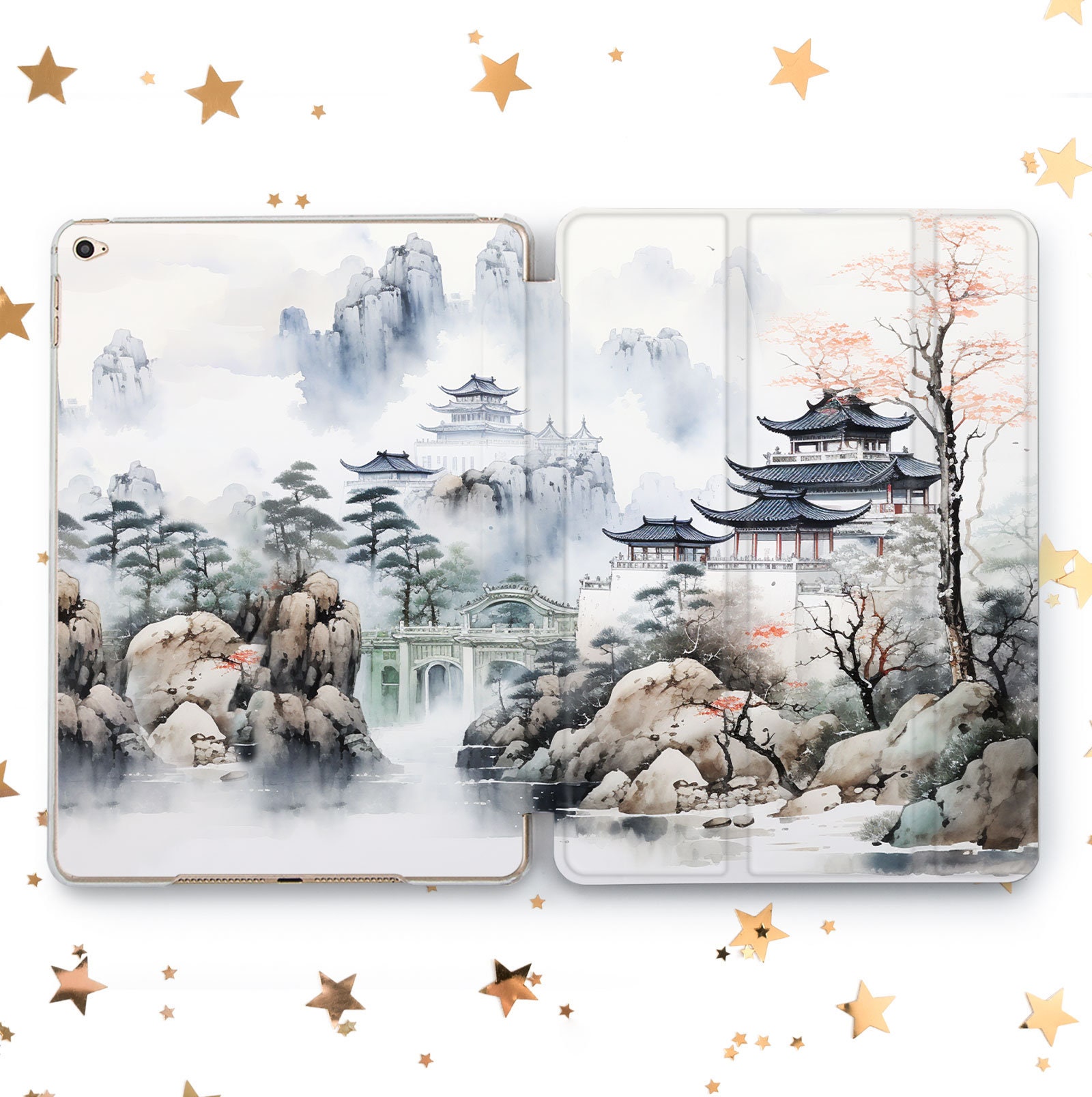 Chinese Painting Art cover iPad Pro 10.5 11 12.9 13 2022 2024 Elegant Landscape Design case Mini 7 6  iPad Air 5 11 13 inch iPad 10.2 10.9