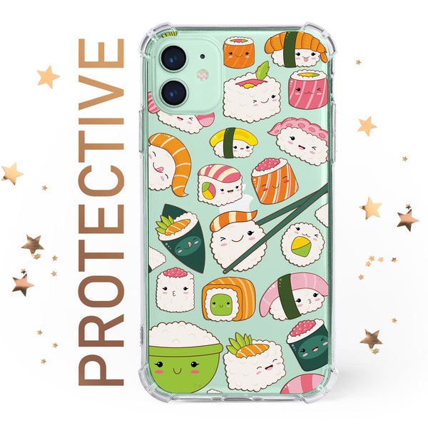 Kawaii Sushi Art coque antichoc IPhone 15 14 13 12 11 Max Mini Plus culture japonaise Google Pixel 8 7 6 5 Pro Samsung S23 22 21 20 Ultra