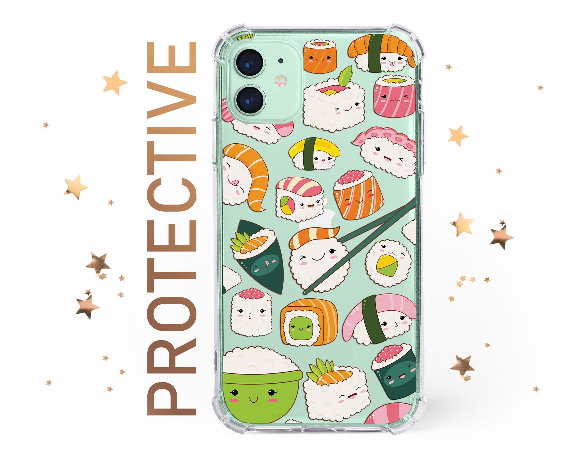 Japanese Sushi Pixel iPhone Case Magsafe対応 Colorful Sushi & Chopsticks Phone Case - Tough Protection