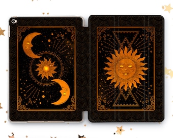 Boho Sun and Moon iPad Case, Tarot Design (Fits Air, Pro, Mini)