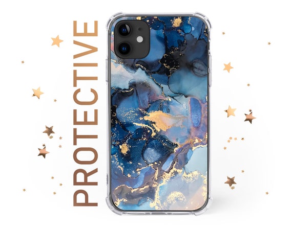 BLUE MARBLE TEXTURE Protective Phone Case for iPhone 14 13 