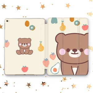 Kawaii Cute Bear cover iPad Air 4 5 11 13 Cartoon Animals Case Mini 7 6 iPad Pro 10.5 11 12.9 13 2022 2024 Mini 7 6 5 iPad 10.2 10.9 Gen 9 8