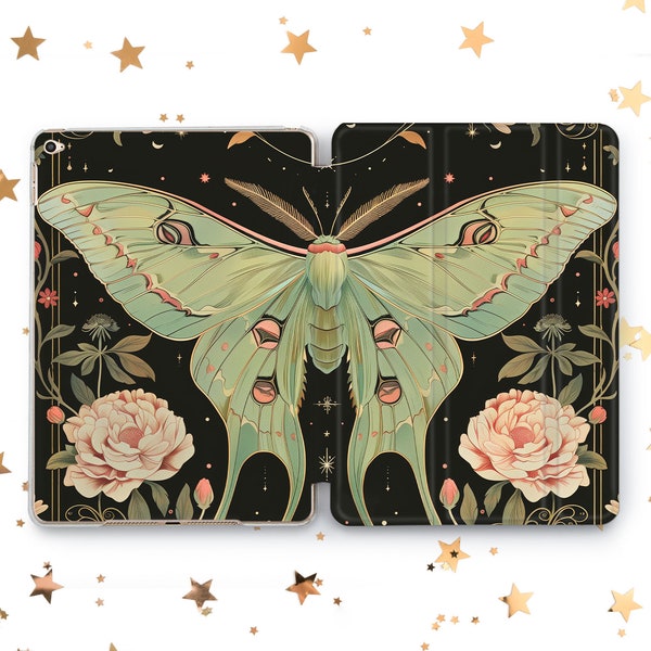 Night Butterfly cover iPad Pro 10.5 11 12.9 2022 2021 Vintage Gothic Art case iPad Mini 6 5 Aesthetic iPad Air 3 4 5 2023 iPad 9.7 10.2 10.9