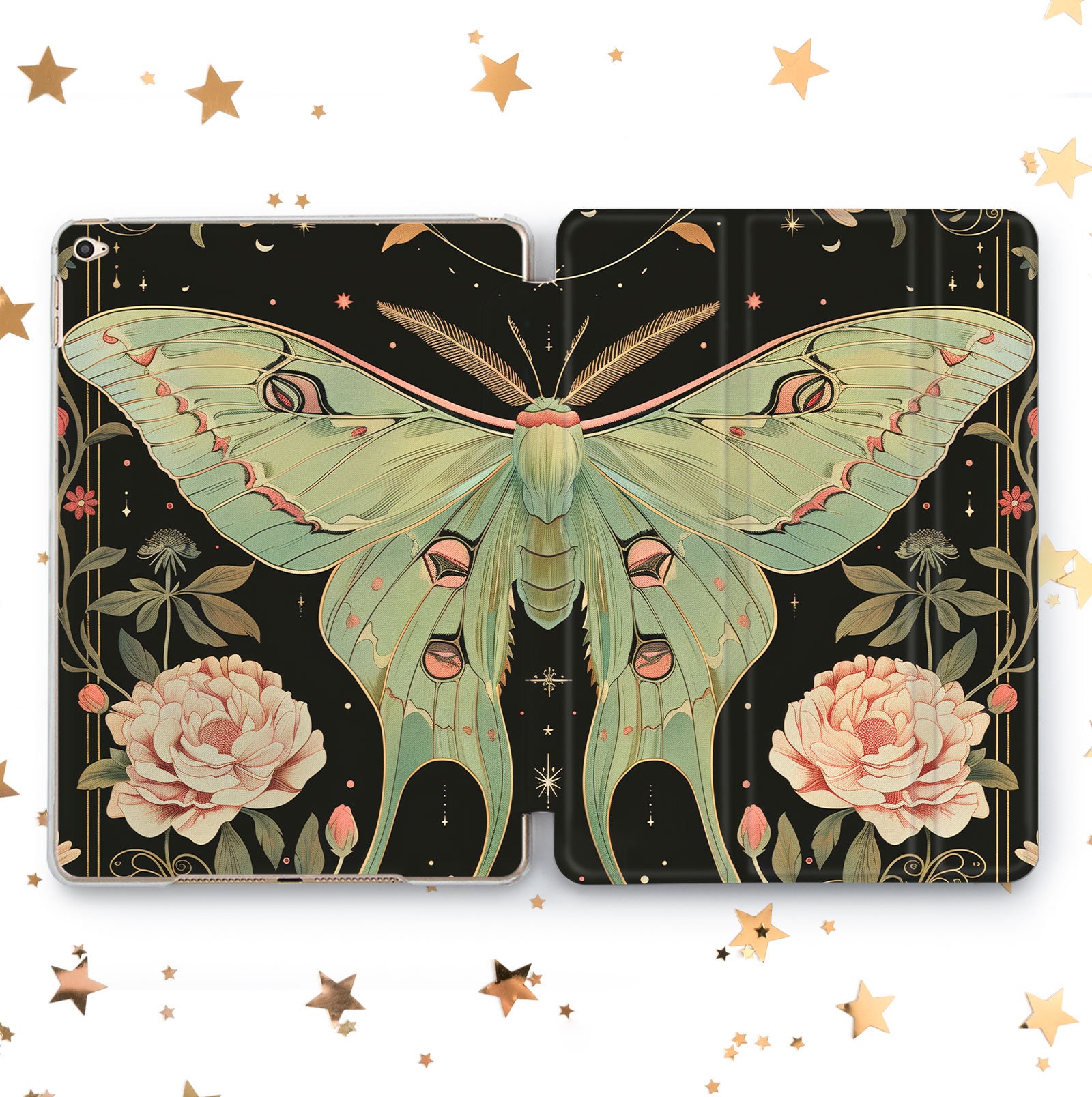 Night Butterfly cover iPad Pro 10.5 11 12.9 13 2022 2024 Vintage Gothic Art case Mini 7 6 Aesthetic iPad Air 5 11 13 iPad 10.2 10.9 Gen 9 8