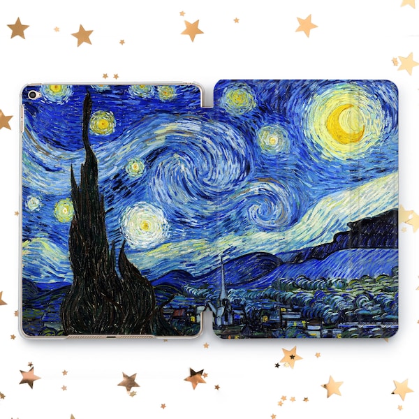 The Starry Night Van Gogh case iPad Pro 10.5 11 12.9 2021 2022 Watercolor Paint iPad Air 3 4 5 iPad Mini 6 5 4 iPad 9.7 10.2 10.9 iPad 2 3 4