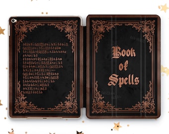 Housse Book of Spells pour iPad Pro 10,5 11 12,9 2022 Coque pour iPad 2 3 4 motif sorcière vintage iPad Air 3 4 5 iPad Mini 6 5 4 iPad 9,7 10,2 10,9