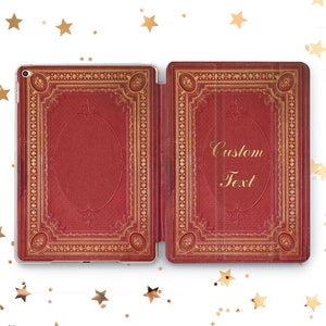 Vintage Red Book coveriPad Air 3 4 5 11 13 inch  Custom Gold Name caseMini 7 6 5 iPad Pro 10.5 11 12.9 13 2022 2024 iPad 10.2 10.9 Gen 9 8 7