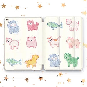 Babby drawings cover iPad Air 3 4 5 11 13 Caricatures of Animals Case Mini 7 6 5 iPad Pro 10.5 11 12.9 13 2022 2024 iPad 10.2 10.9 Gen 9 8 7