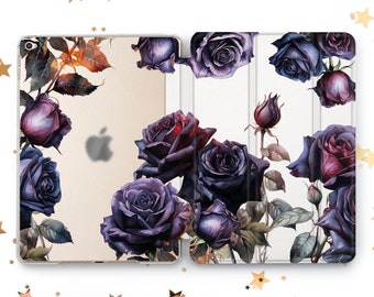 Black Roses Art Hülle iPad Air 2 3 4 5 Nature Winter Garden Case iPad Mini 6 5 4 iPad 9.7 10.2 10.9 Pro 10.5 11 12.9 2022 2021 iPad 7 8 9