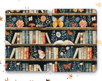 iPad Case: Bookshelf Wall Design (Light Academia, Multiple Sizes)