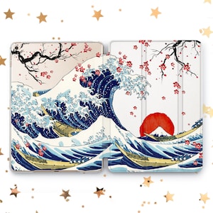 Wave off Kanagawa case iPad Pro 10.5 11 12.9 13 2022 2024 Sakura art Fan Japan Mini 7 6 5 iPad Air 3 4 5 11 13 inch iPad 10.2 10.9 Gen 9 8 7