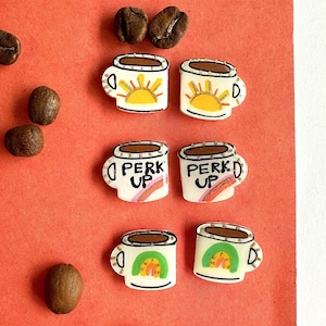 Coffee Cup Post Earrings, Coffee Mug Earrings, I Love Coffee Earrings, Stud Coffee Earrings, Coffee Lover Earrings, Cute Coffee Earrings