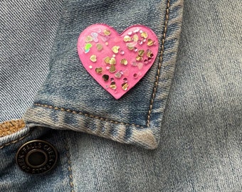 Rosa glitzernde Glitter Herz Pin, Valentinstag Pin, Herz Pin, Valentinstag Geschenk, süße Herz Pin, Schrumpfplastik