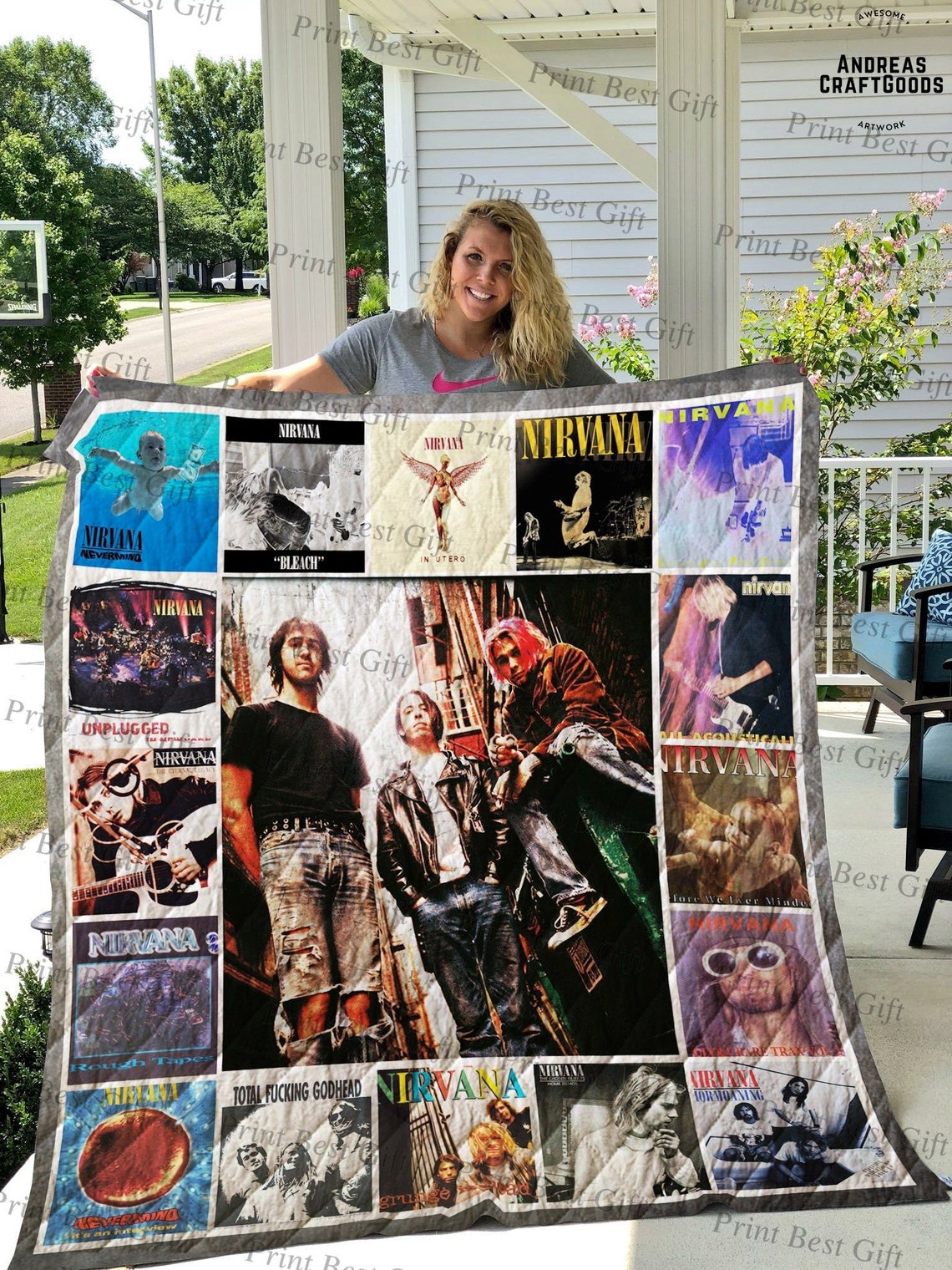 Nirvana Band V05 Quilt Blanket Bedding Family Gift Idea For Etsy