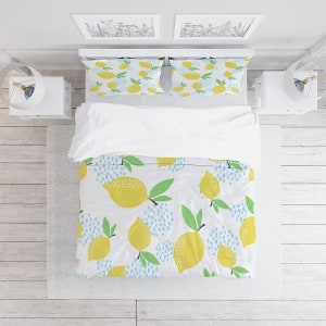Lemon Fruit Painting Duvet Cover Set, Fruits Quilt Cover, Comforter Bedding Set w Pillowcases, Twin Full Queen King Size, us uk can au