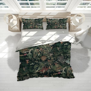 Trees Crane Duvet Cover Set With Pillowcases, Forest Forest Green Quilt Cover Doona Double Full Queen King Size, Personalized Bedding