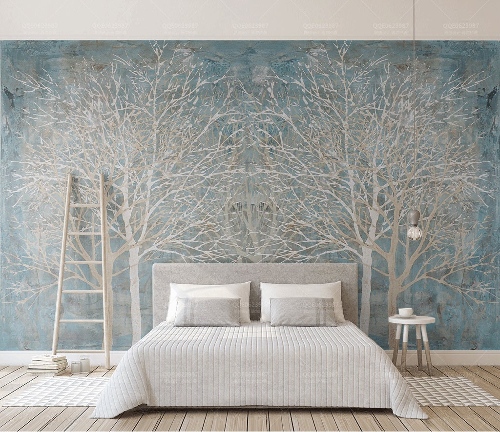 Winter Forest Tree Branches Wallpaper Wallpaper Mural - Etsy