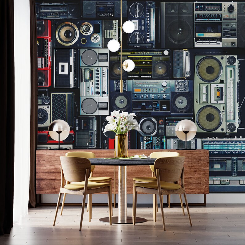 Speaker Vintage Wallpaper Muralhobby Collections Black - Etsy