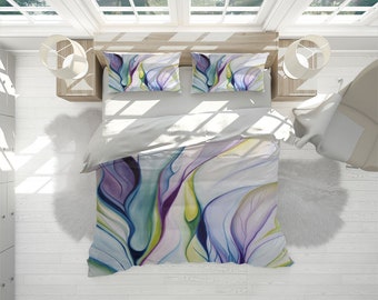 Color Ripple Duvet Cover Set With Pillowcases, Abstract Art Colorful Quilt Cover Doona Double Full Queen King Size, Personalized Bedding