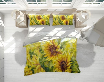 FANSU Kids Girls Boys Duvet Cover 2 Piece Bedding Set, 3D Sunflower Print Children Quilt Cover & Pillow Set For Nursery Toddler Cot Single Size Bed (Daisy,120x150cm+40x60cm