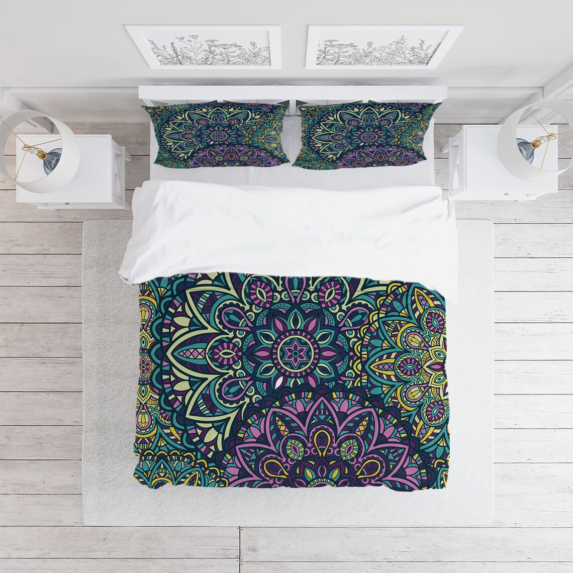 Green Purple Duvet Cover Set with Pillowcases Colorful Etsy