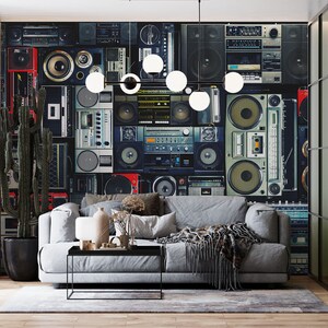 Speaker Vintage Wallpaper Muralhobby Collections Black - Etsy