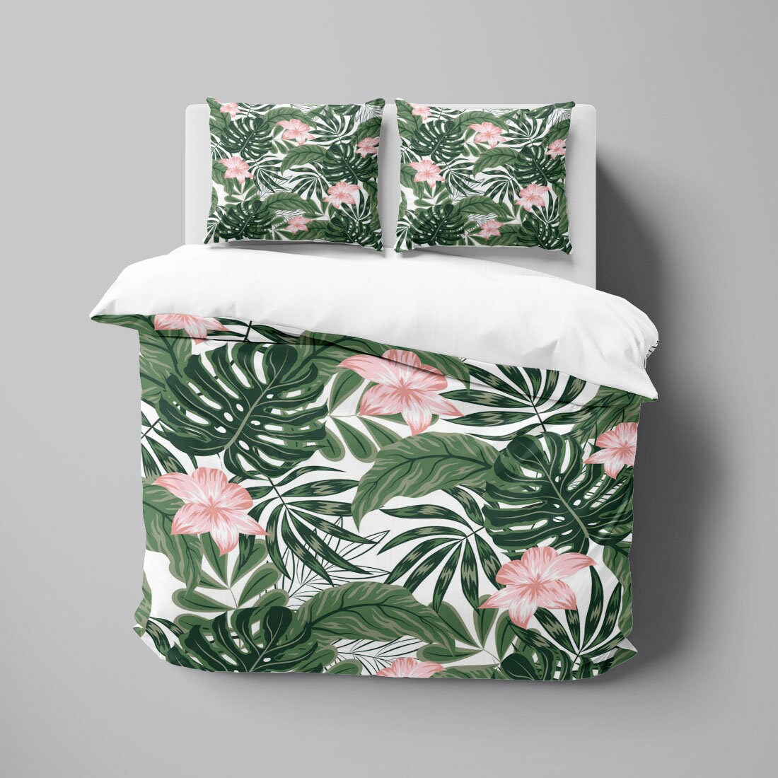 Floral Banana Leaves Elephant Print Duvet Cover Bedding Set main image 1