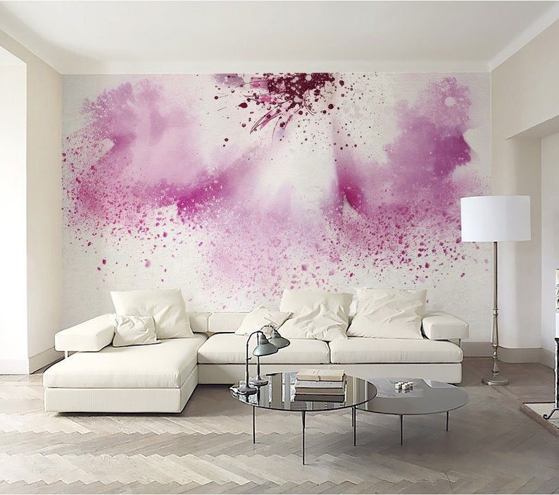 Pink Purple Watercolor Flower Wallpaper Wallpaper Mural | Etsy