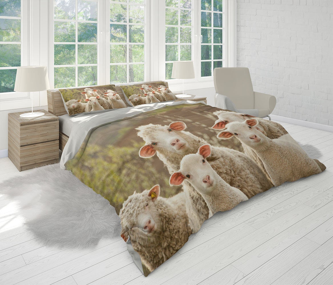 Sheep Duvet Cover Set With Pillowcases Farm Animals Animals Etsy