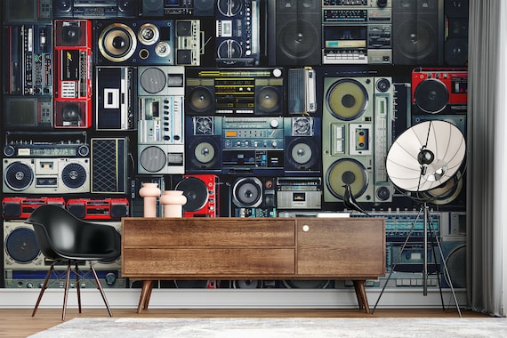 Speaker Vintage Wallpaper Muralhobby Collections Black - Etsy