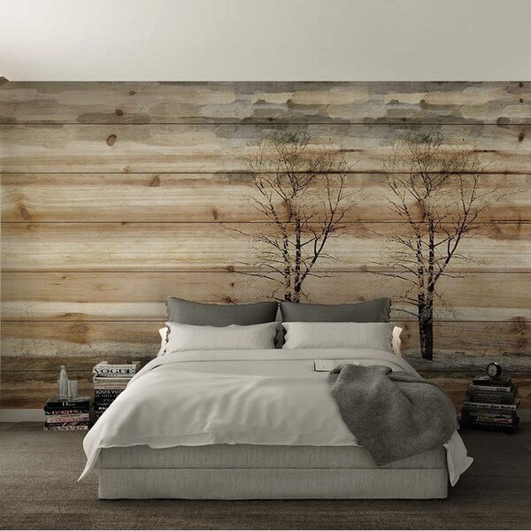 Wood Panel Wallpaper Etsy