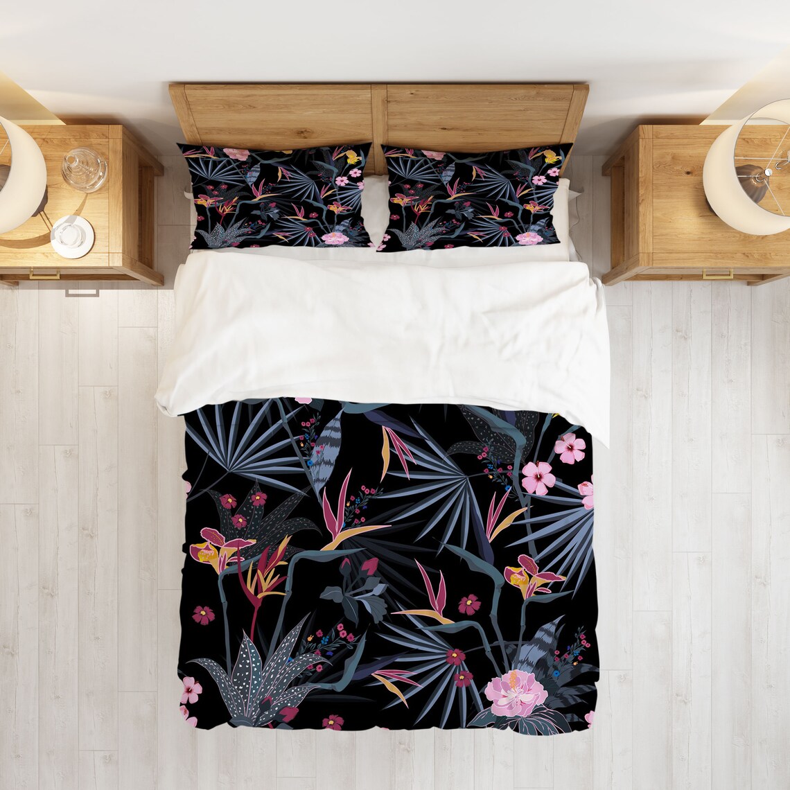 Bird Of Paradise Duvet Cover Set with Pillowcases Pink Floral Etsy