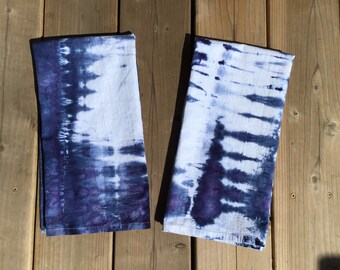 Cotton tea towel Blue cotton hand towel Kitchen decor Gift for her Set of tea towels Scandinavian towels Modern Tie Dye kitchen Towels