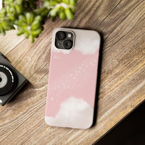 Dreamy Cloud Slim Phone Cases, Aesthetic Phone Cover, Pastel Pink Case, Trendy Protection for iPhone, Cute Gift for Her