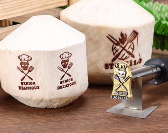 Custom Branding Iron for Coconut/Meat/Bread/Cake, Wood Burning Stamp, BBQ Brand Iron,Burger Branding Iron,Steak Branding.