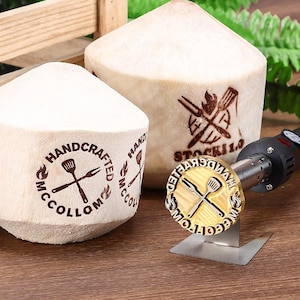 Custom flame heated Brand Iron, Custom Coconut brand Stamps , Iron Gift Custom Engraved Coconut, Custom Stamp On Coconut