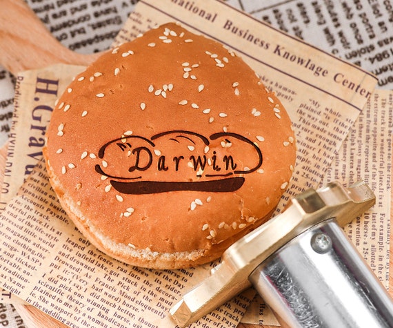 Custom Burger Stamp BBQ Branding Personalised Bread Stamp for Thanksgiving  Party Sandwich Stamping Customized Cake Iron Gift Hamburger 