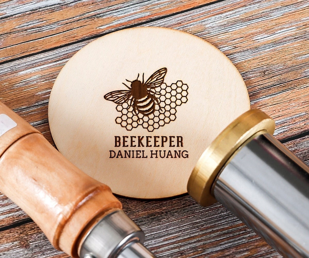 Bee Logo Brand Ir / Wood Burning Beekeeper Iconcustom Branding