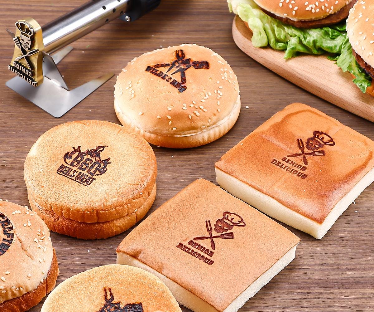 Burger Brandeisen - Personalisierbarer Stempel Für Steak, Burger & Kuchen Mit Eigenem Logo