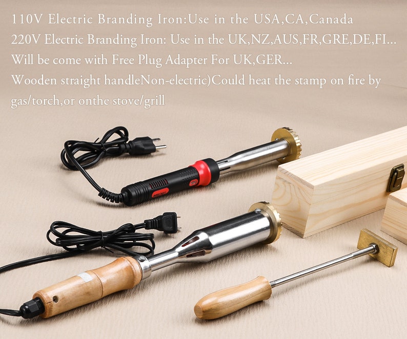 Custom wood branding iron, carpenter gift, woodwork gift,Custom electric branding iron Straight handle