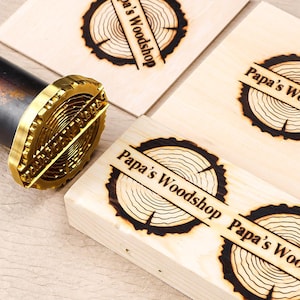 Wood working brand/Annual ring themed iron with custom signature/gift for woodworking man and leatherworkers/  Christmas gift for woodworker