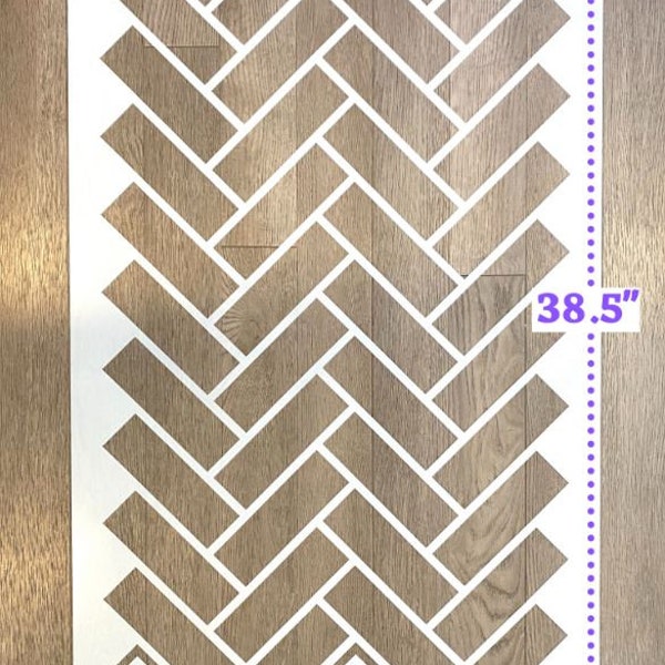 Largest Brick Stencil (Herringbone) On Market - Repeating Brick Stencil for DIY -  Walls, Fabric, and Floors